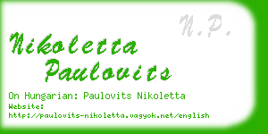 nikoletta paulovits business card